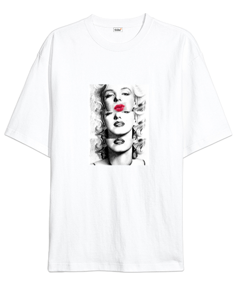 Tisho - Marilyn Monroe Beyaz Oversize Unisex Tişört
