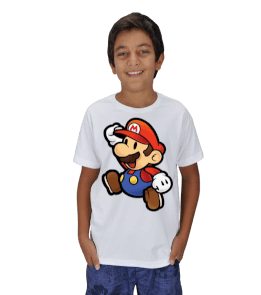 Mario Tişört Oyun Karakterli Çocuk Unisex - Thumbnail