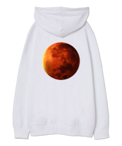 Mars Baskılı Oversize Unisex Kapüşonlu Sweatshirt - Thumbnail