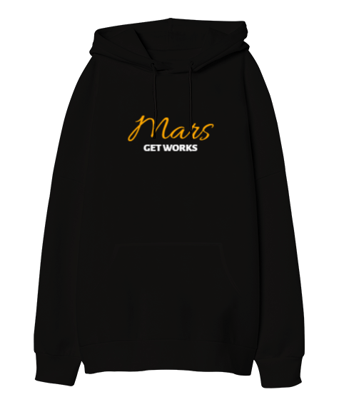 Tisho - Mars Get Works Oversize Unisex Kapüşonlu Sweatshirt