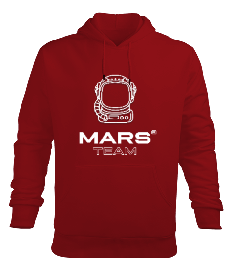 Tisho - Mars Team Kırmızı Erkek Kapüşonlu Hoodie Sweatshirt