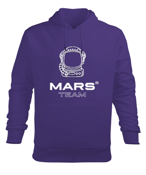 Tisho - Mars Team Mor Erkek Kapüşonlu Hoodie Sweatshirt