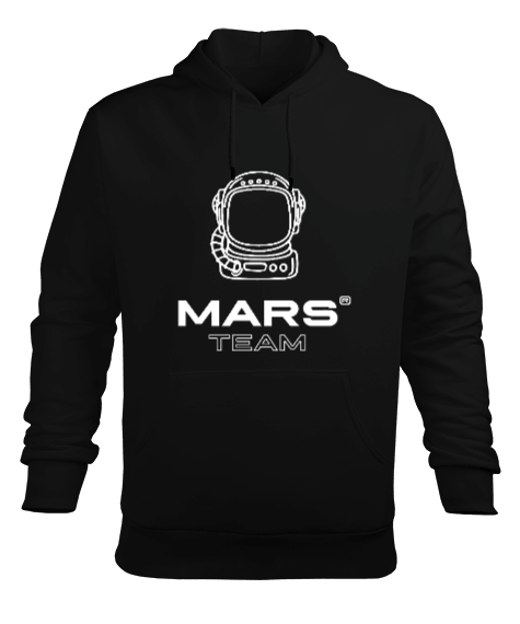 Tisho - Mars Team Siyah Erkek Kapüşonlu Hoodie Sweatshirt