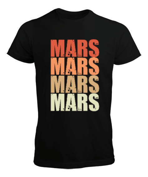 Tisho - Mars Uzay Astronot, Space Baskılı Tasarım Siyah Erkek Tişört