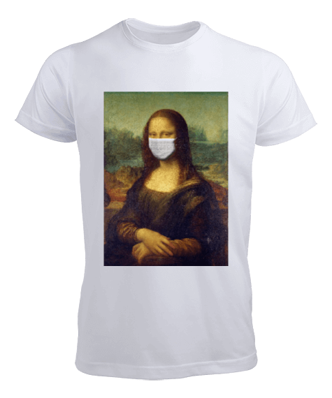 Tisho - Maske Takan Mona Lisa - Maskeli Mona Lisa T-Shirt Erkek Tişört