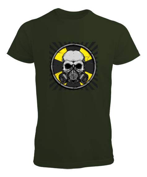 Tisho - Maskeli Kafatası - Skull Haki Yeşili Erkek Tişört