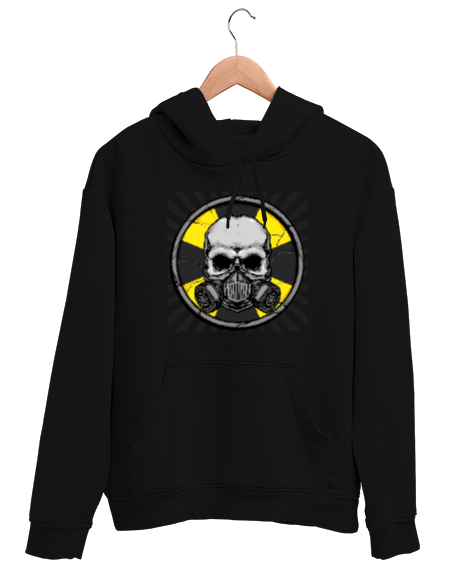 Tisho - Maskeli Kafatası - Skull Siyah Unisex Kapşonlu Sweatshirt