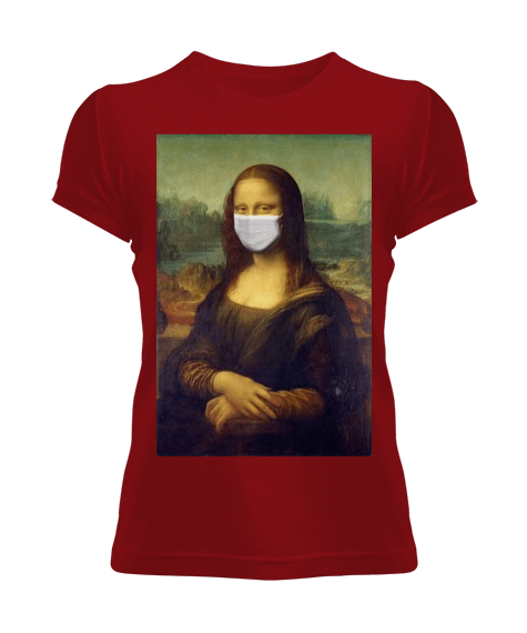Tisho - Maskeli Monalisa Baskılı Kadın t-shirt Kadın Tişört