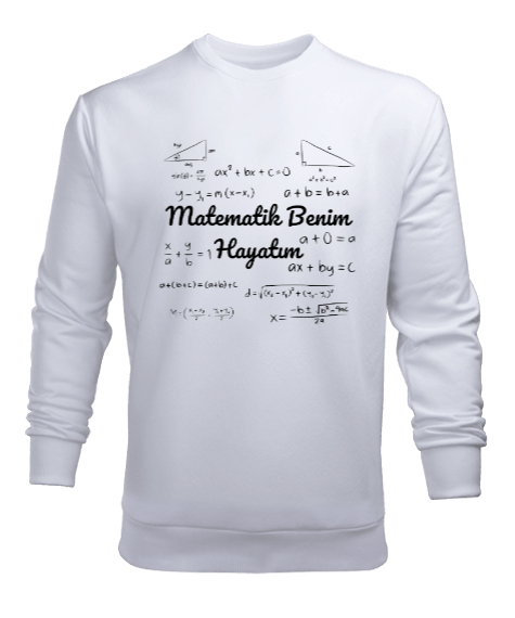Tisho - Matematik Benim Hayatım Formüller Beyaz Erkek Sweatshirt