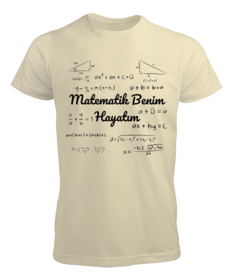 Tisho - Matematik Benim Hayatım Formüller Krem Erkek Tişört
