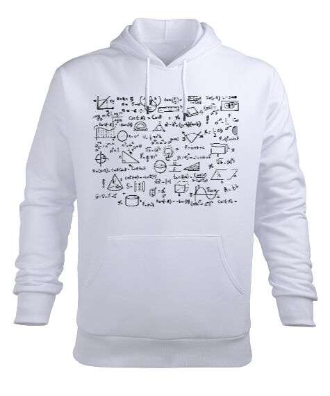 Tisho - Matematik Formülleri Beyaz Erkek Kapüşonlu Hoodie Sweatshirt