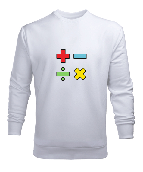 Tisho - Matematik Öğretmeni Öğretmenler Günü Özel tasarım dört işlem Beyaz Erkek Sweatshirt
