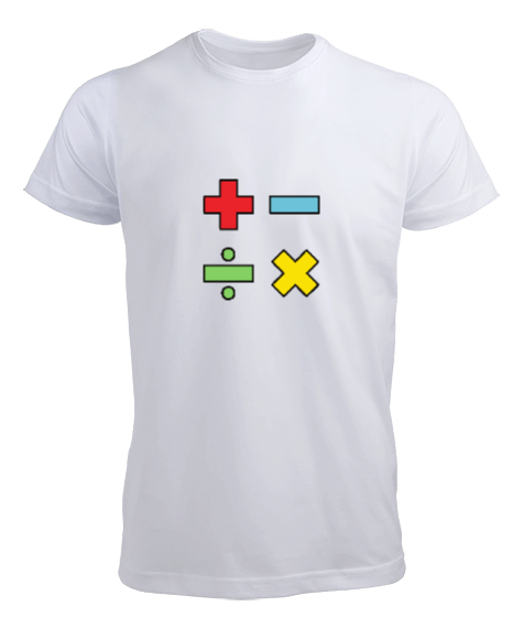 Tisho - Matematik Öğretmeni Öğretmenler Günü Özel tasarım dört işlem Beyaz Erkek Tişört