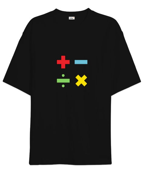 Tisho - Matematik Öğretmeni Öğretmenler Günü Özel tasarım dört işlem Siyah Oversize Unisex Tişört