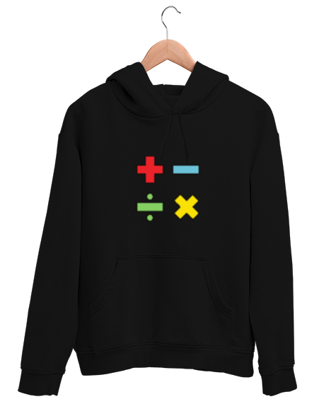 Tisho - Matematik Öğretmeni Öğretmenler Günü Özel tasarım dört işlem Siyah Unisex Kapşonlu Sweatshirt