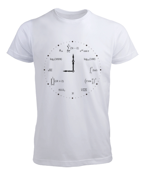 Tisho - Matematik Öğretmeni Öğretmenler Günü Özel tasarım formüllü saat Beyaz Erkek Tişört