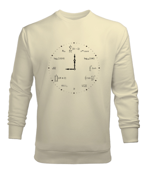 Tisho - Matematik Öğretmeni Öğretmenler Günü Özel tasarım formüllü saat Krem Erkek Sweatshirt