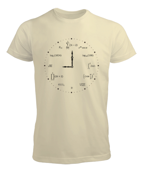 Tisho - Matematik Öğretmeni Öğretmenler Günü Özel tasarım formüllü saat Krem Erkek Tişört