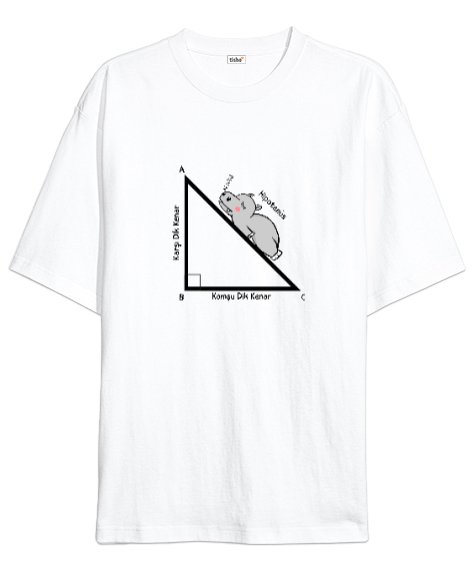 Tisho - Matematik Öğretmeni Öğretmenler Günü Özel tasarım Hipotenüs açısı Beyaz Oversize Unisex Tişört