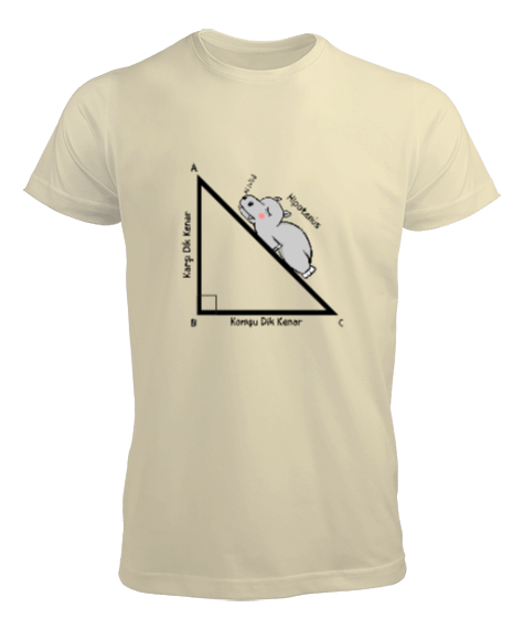 Tisho - Matematik Öğretmeni Öğretmenler Günü Özel tasarım Hipotenüs açısı Krem Erkek Tişört