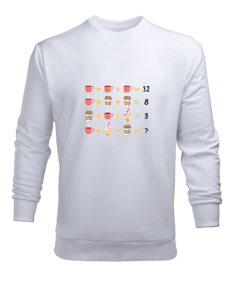 Tisho - Matematik Öğretmeni Öğretmenler Günü Özel tasarım kahve hesapları Beyaz Erkek Sweatshirt
