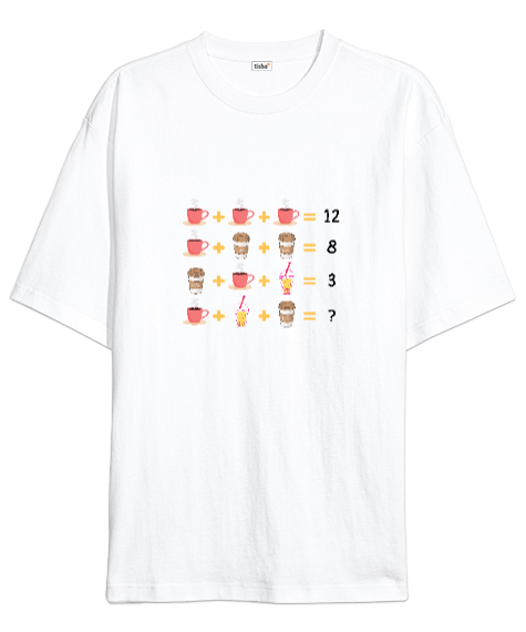 Tisho - Matematik Öğretmeni Öğretmenler Günü Özel tasarım kahve hesapları Beyaz Oversize Unisex Tişört