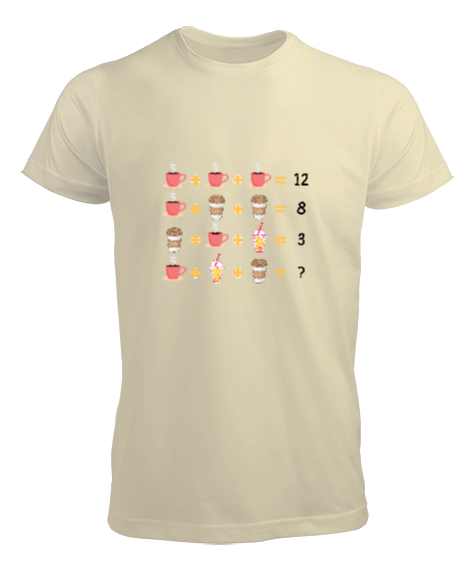 Tisho - Matematik Öğretmeni Öğretmenler Günü Özel tasarım kahve hesapları Krem Erkek Tişört