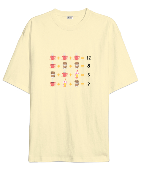 Tisho - Matematik Öğretmeni Öğretmenler Günü Özel tasarım kahve hesapları Krem Oversize Unisex Tişört