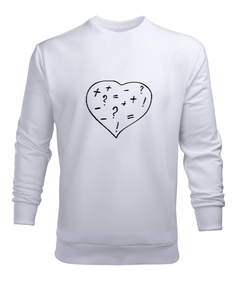 Tisho - Matematik Öğretmeni Öğretmenler Günü Özel tasarım kalp içinde işlemler Beyaz Erkek Sweatshirt
