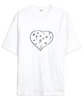 Matematik Öğretmeni Öğretmenler Günü Özel tasarım kalp içinde işlemler Beyaz Oversize Unisex Tişört - Tisho