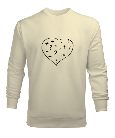 Tisho - Matematik Öğretmeni Öğretmenler Günü Özel tasarım kalp içinde işlemler Krem Erkek Sweatshirt