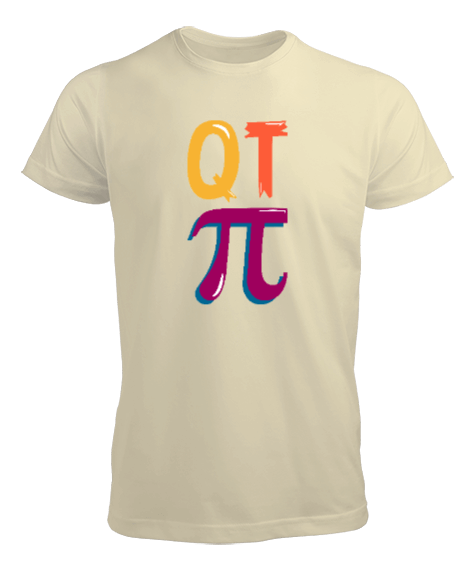 Matematik Pi Günü Kısa Kol Krem Erkek Tişört - Tisho