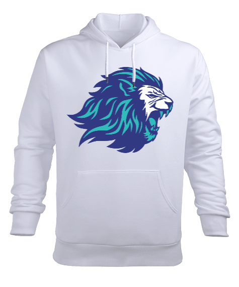 Mavi aslan Erkek Kapüşonlu Hoodie Sweatshirt