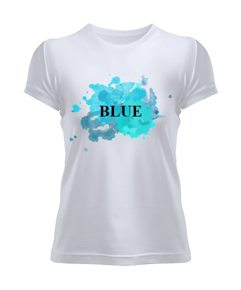 mavi baskılı bayan tişört Kadın Tişört