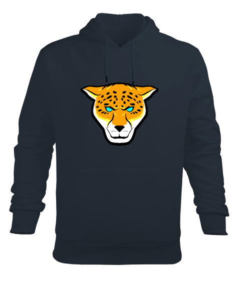 Tisho - Mavi gözlü benekli puma Erkek Kapüşonlu Hoodie Sweatshirt