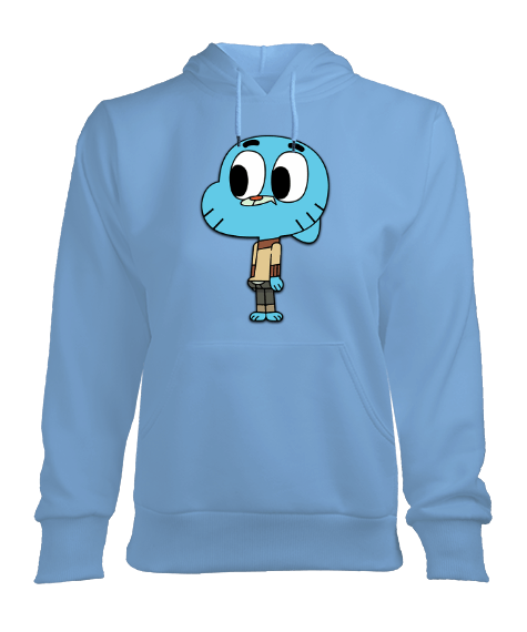 Tisho - mavi gumball baskılı bayan sweatshirt Kadın Kapşonlu Hoodie Sweatshirt