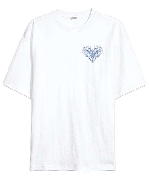 Tisho - Mavi kalp Oversize Unisex Tişört