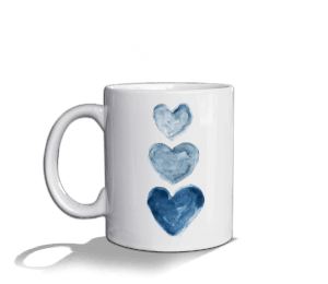 Mavi kalpler Beyaz Kupa Bardak - Tisho