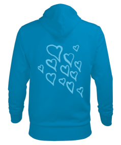 mavi kalpler Erkek Kapüşonlu Hoodie Sweatshirt - Thumbnail
