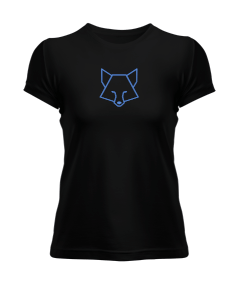 Mavi Tilki Siyah Renk Kadın Kadın Tişört - Tisho