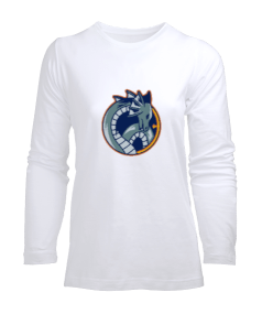 Mavi vahşi ejderha Kadın Uzun Kol Tişört - Tisho