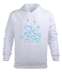 Mavili Erkek Kapüşonlu Hoodie Sweatshirt - Thumbnail