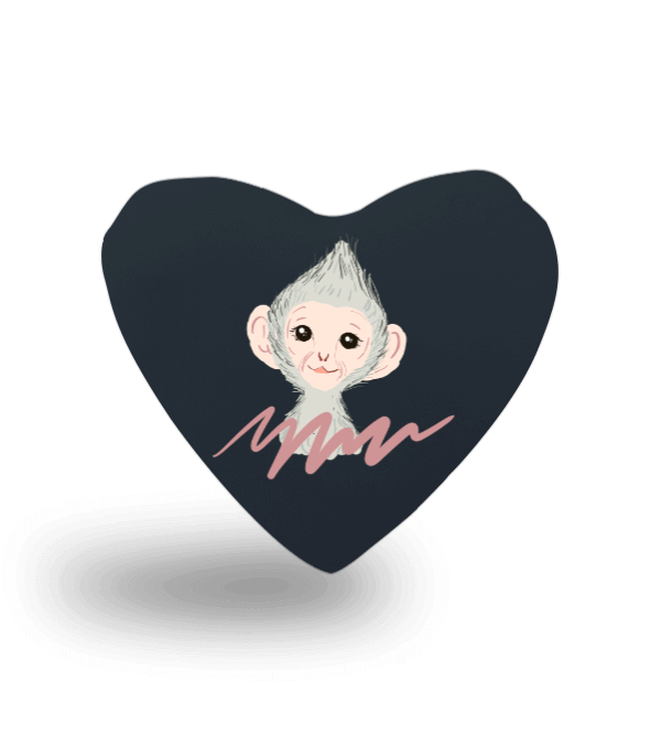 Tisho - Maymun figürlü Kalp Yastık