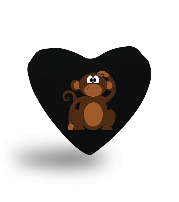 Tisho - maymun tasarımlı Kalp Yastık
