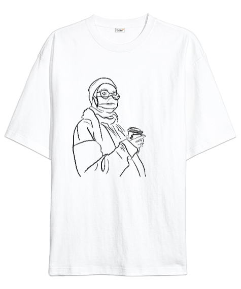Tisho - Me Beyaz Oversize Unisex Tişört