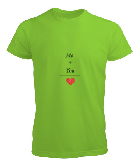 Tisho - Me You Sen ve Ben Sevgiliye Fıstık Yeşili Erkek Tişört
