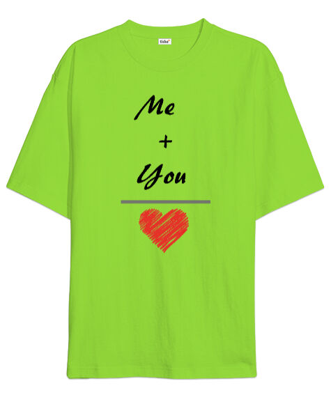 Tisho - Me You Sen ve Ben Sevgiliye Fıstık Yeşili Oversize Unisex Tişört