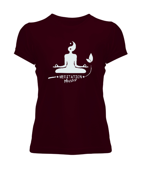 Tisho - Meditation Master - Meditasyon Ustası - Yoga çakra om Bordo Kadın Tişört