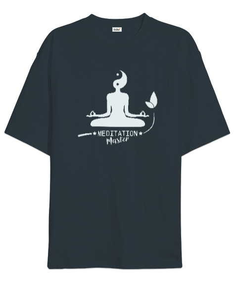 Tisho - Meditation Master - Meditasyon Ustası - Yoga çakra om Füme Oversize Unisex Tişört