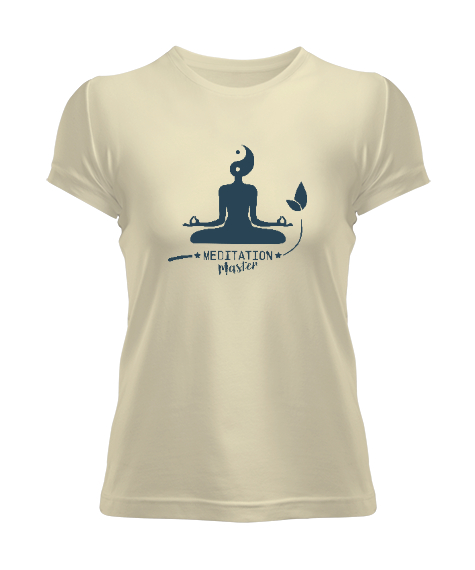 Tisho - Meditation Master - Meditasyon Ustası - Yoga çakra om Krem Kadın Tişört